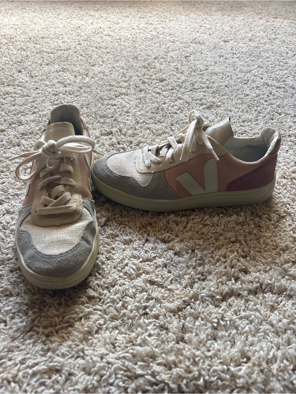 Veja Womens V-10 Sneakers Multicolor / Nude - Gary/Cream/Rose Sz 8